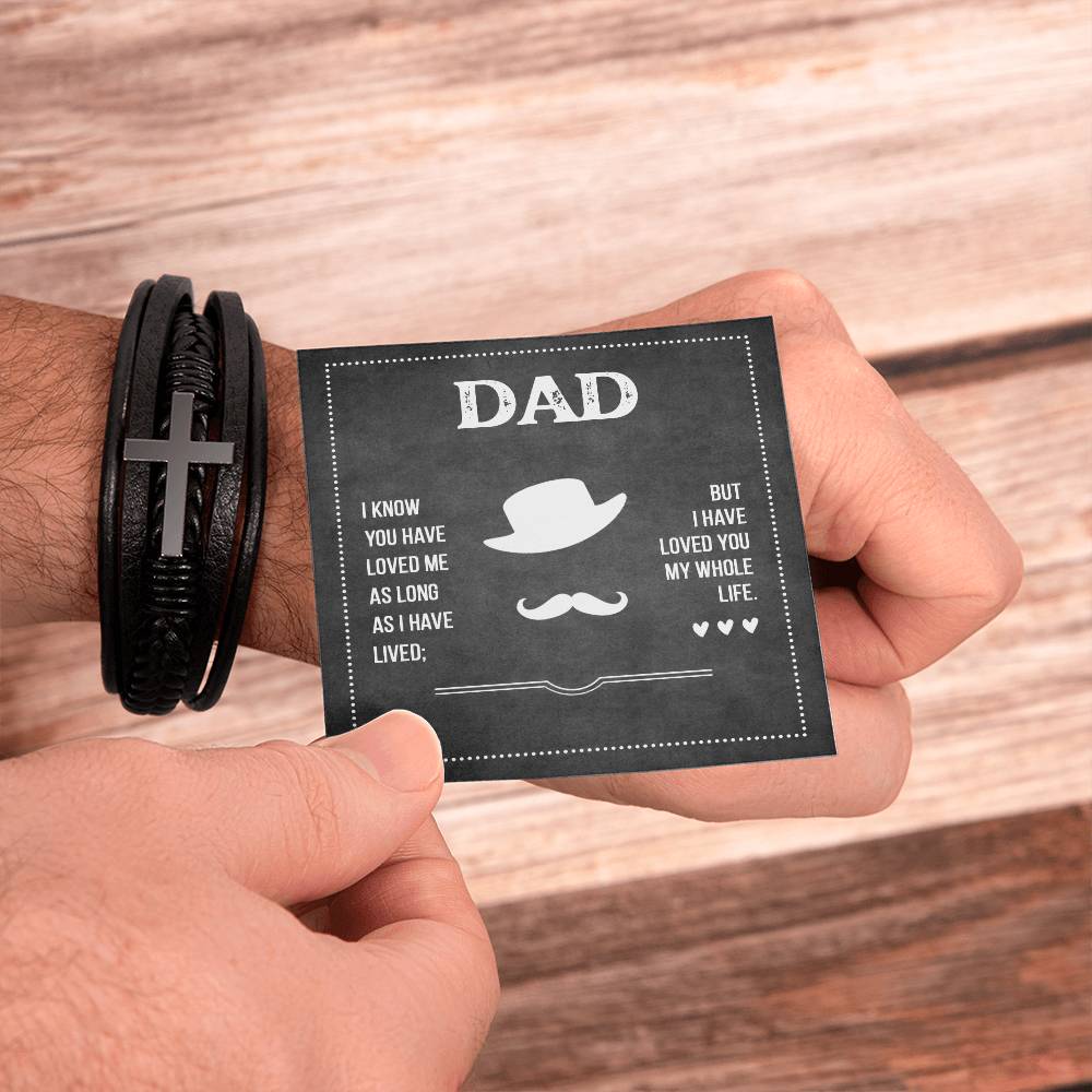 Dad I Know You Have Loved Me Men's Cross Bracelet - Vegan Leather with Stainless Steel-Express Your Love Gifts