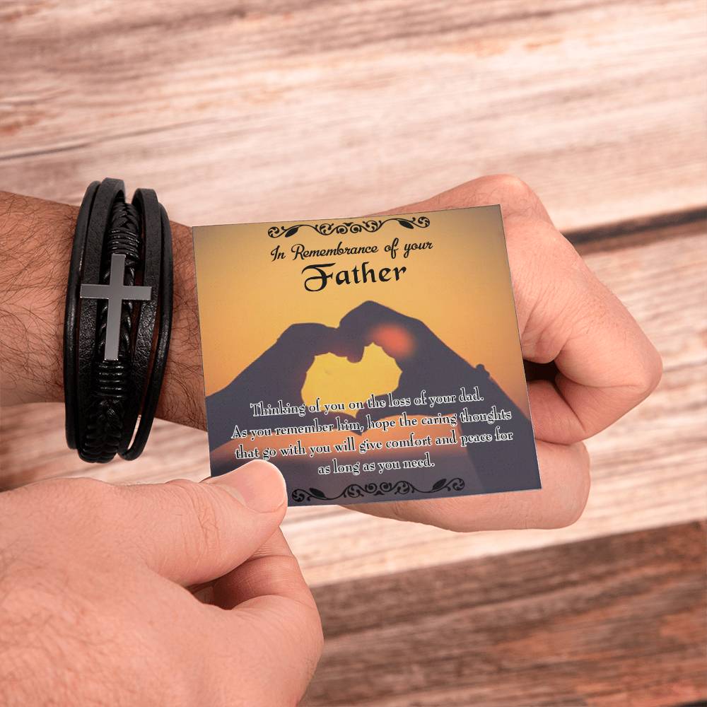 Thinking of You Men's Cross Bracelet - Vegan Leather with Stainless Steel-Express Your Love Gifts