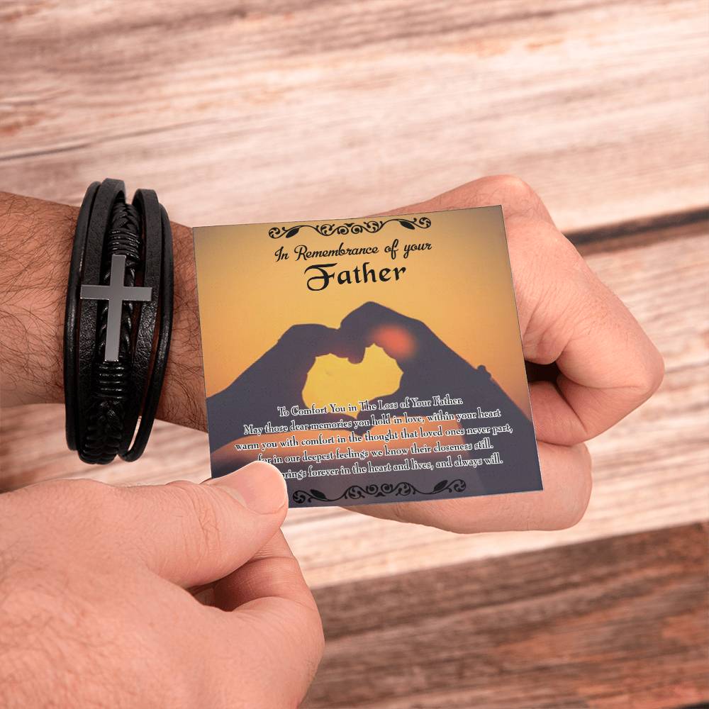 To Comfort You Men's Cross Bracelet - Vegan Leather with Stainless Steel-Express Your Love Gifts