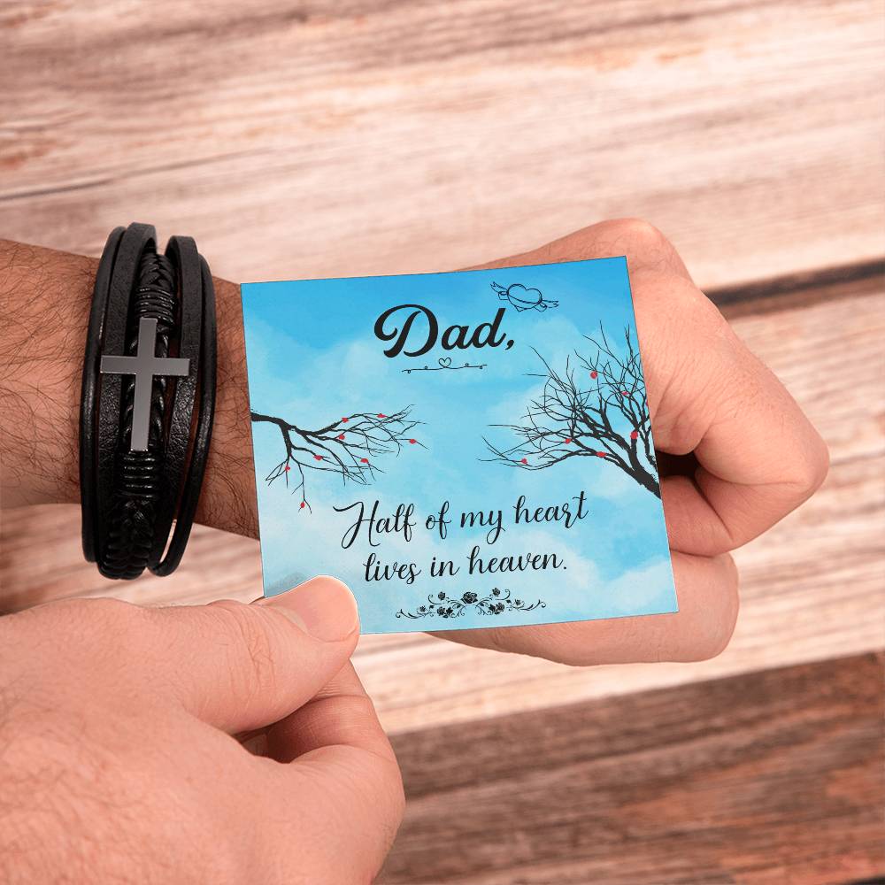 Half of My Heart Men's Cross Bracelet - Vegan Leather with Stainless Steel-Express Your Love Gifts