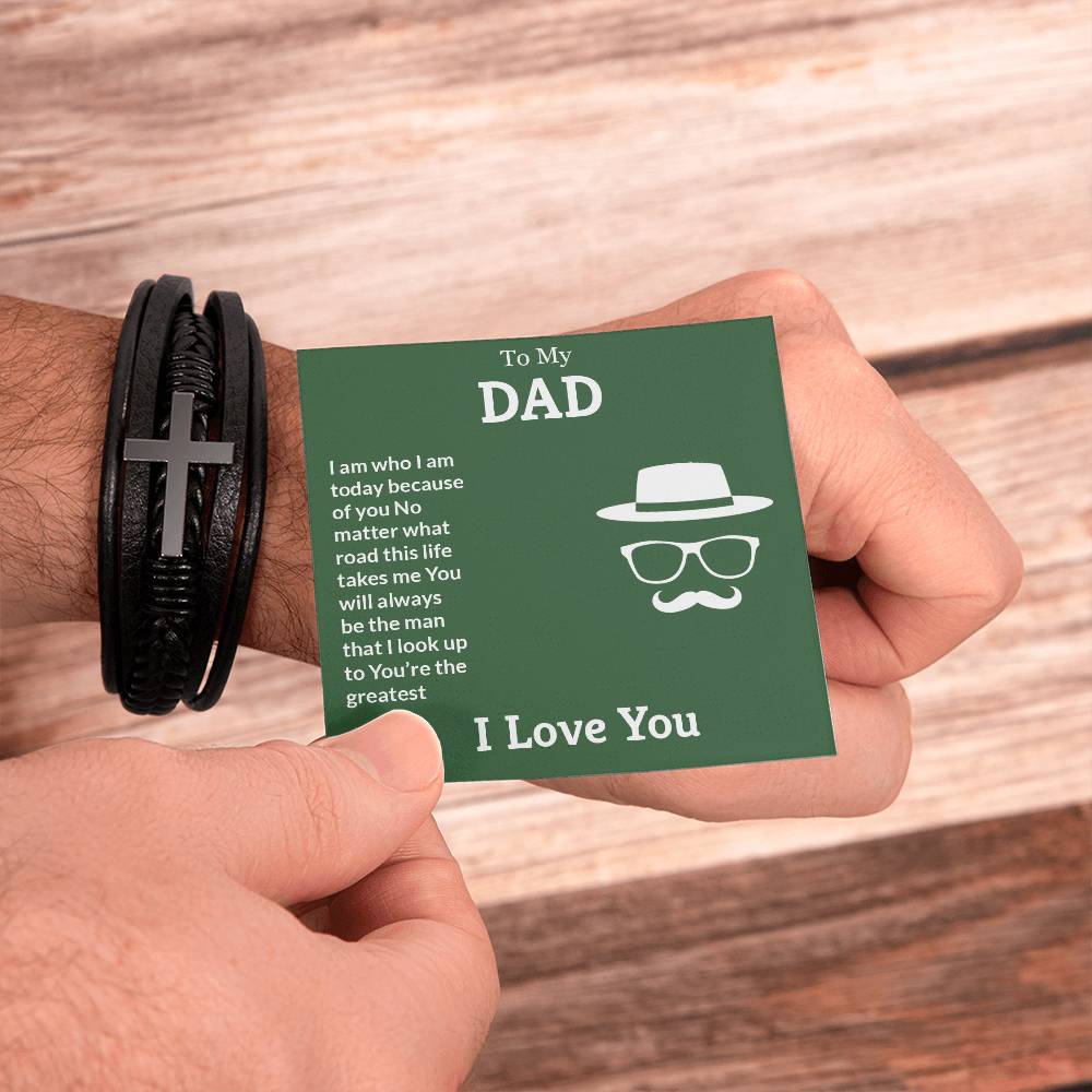 To My You're the Greatest Men's Cross Bracelet - Vegan Leather with Stainless Steel-Express Your Love Gifts