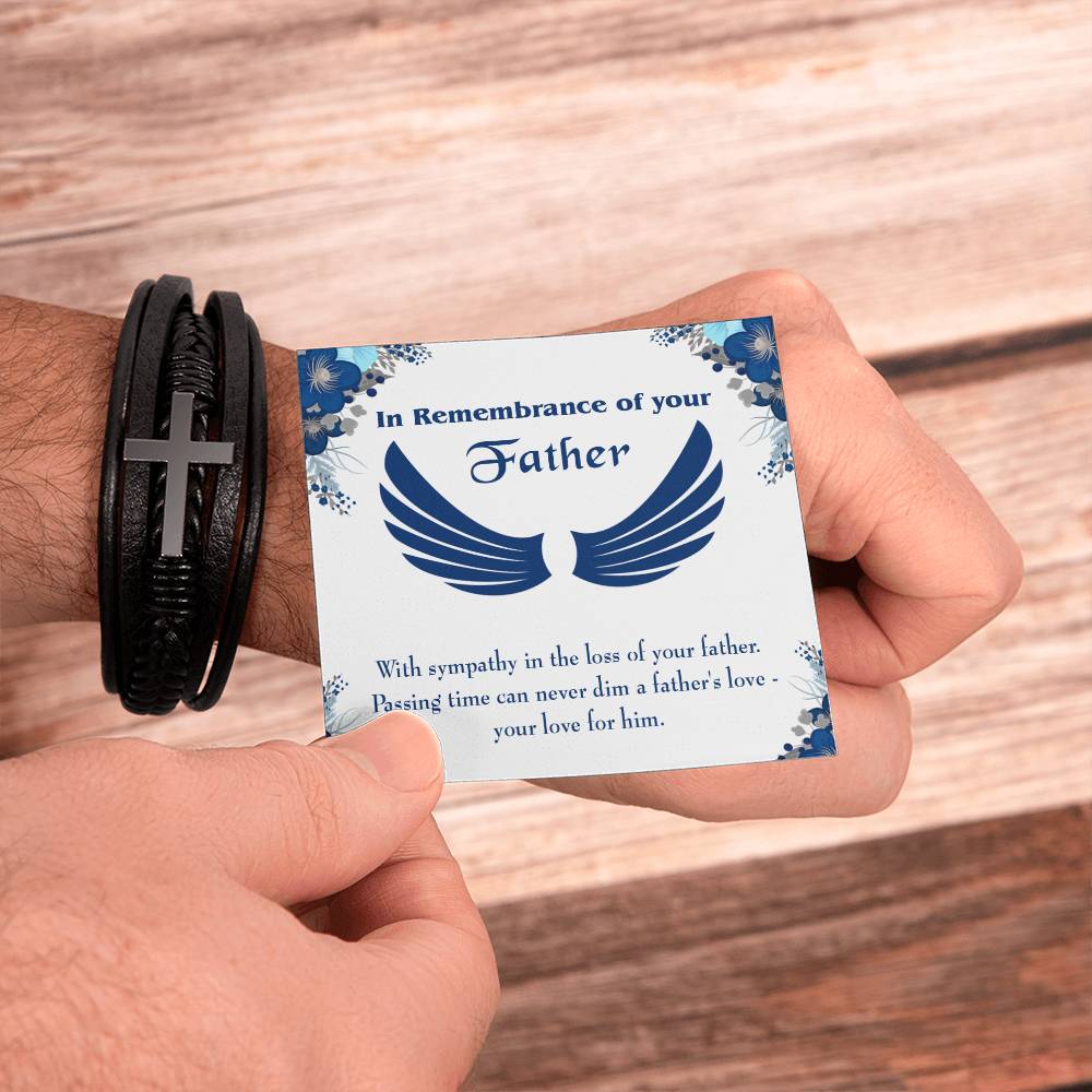 Your Love for Him Men's Cross Bracelet - Vegan Leather with Stainless Steel-Express Your Love Gifts