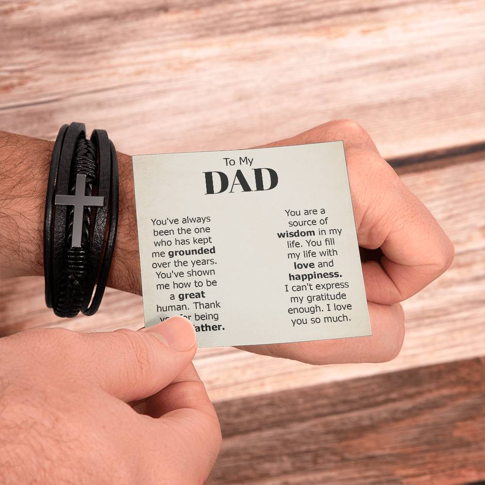 To My Dad You've Always Been the One Men's Cross Bracelet - Vegan Leather with Stainless Steel-Express Your Love Gifts