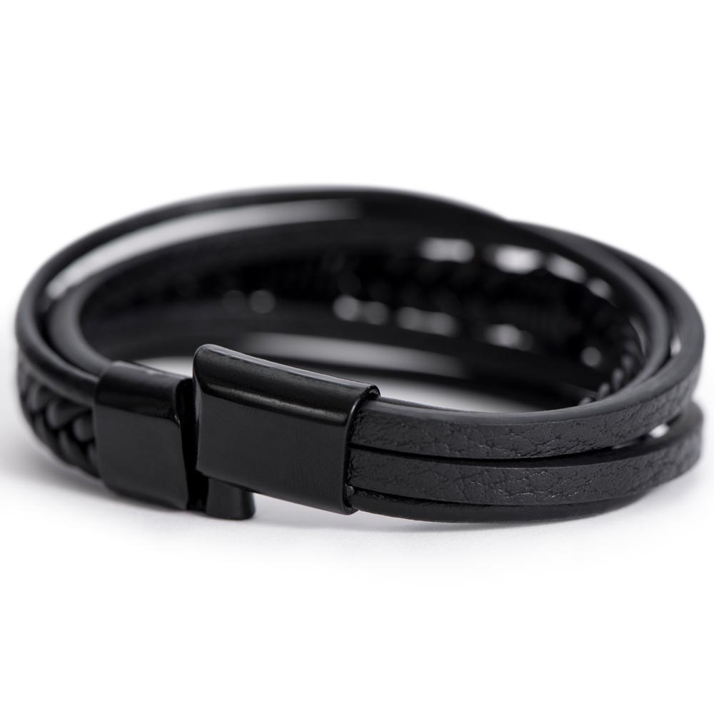 Lucky To Have You As My Father Men's Cross Bracelet - Vegan Leather with Stainless Steel-Express Your Love Gifts