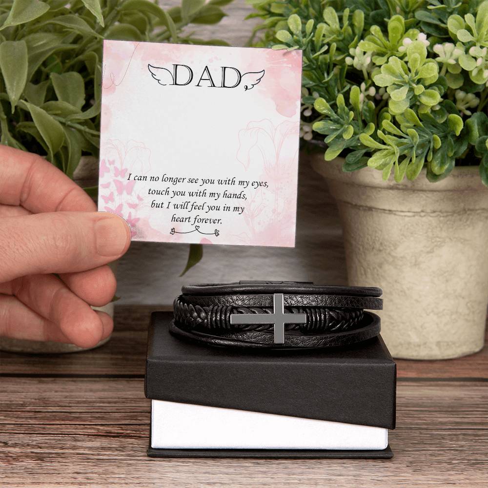 I Can No Longer Men's Cross Bracelet - Vegan Leather with Stainless Steel-Express Your Love Gifts