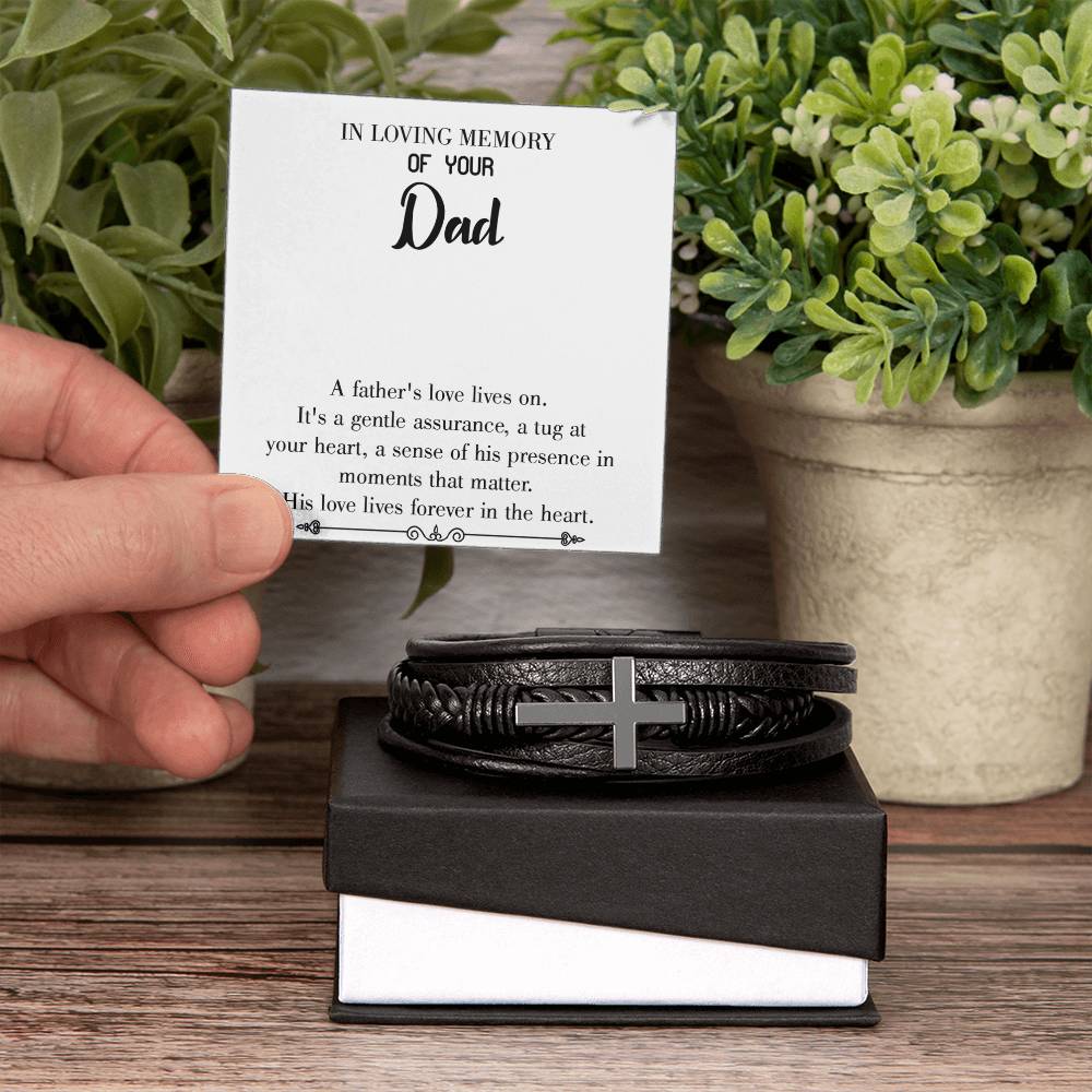 His Love Lives Forever Men's Cross Bracelet - Vegan Leather with Stainless Steel-Express Your Love Gifts