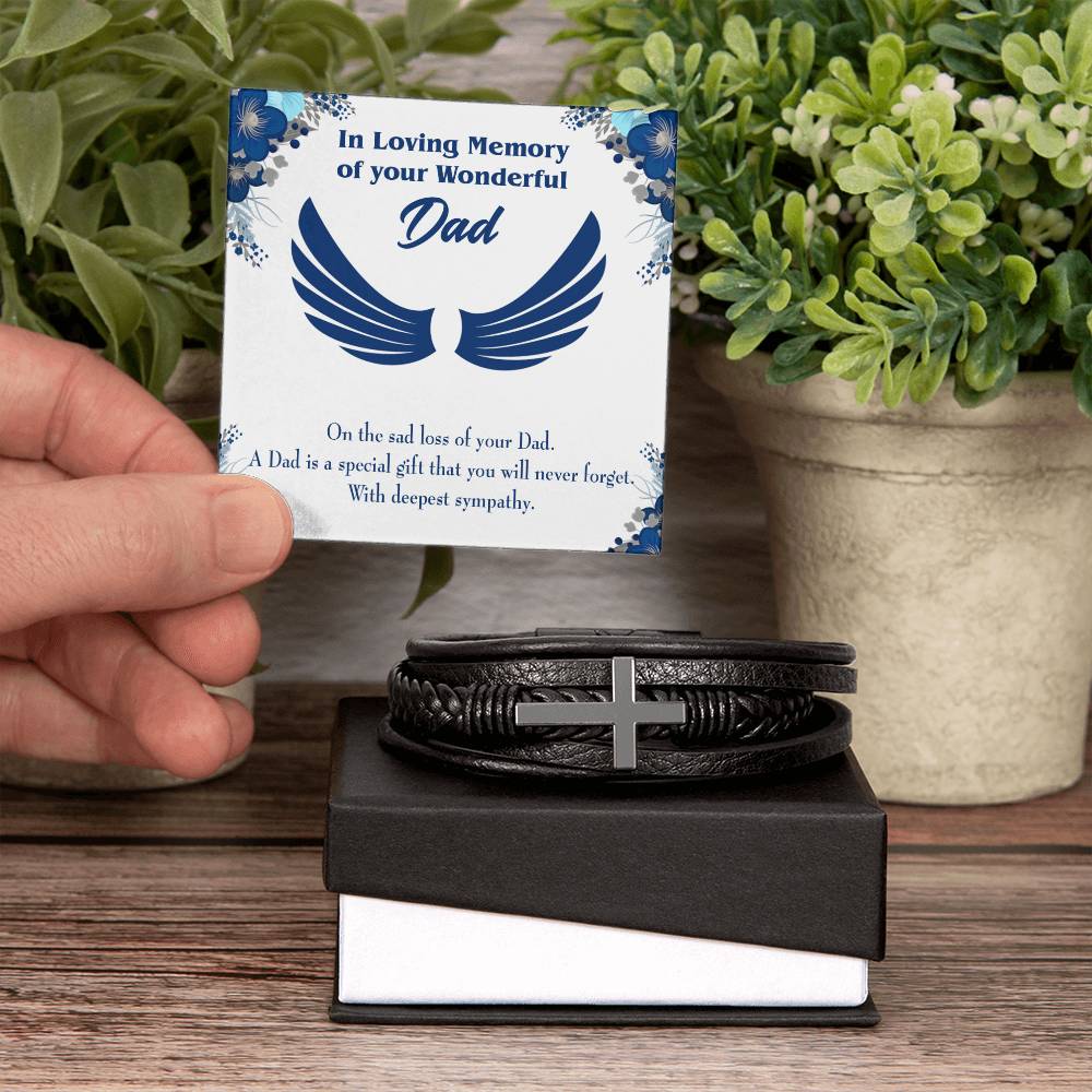 Dad is a Special Gift Men's Cross Bracelet - Vegan Leather with Stainless Steel-Express Your Love Gifts
