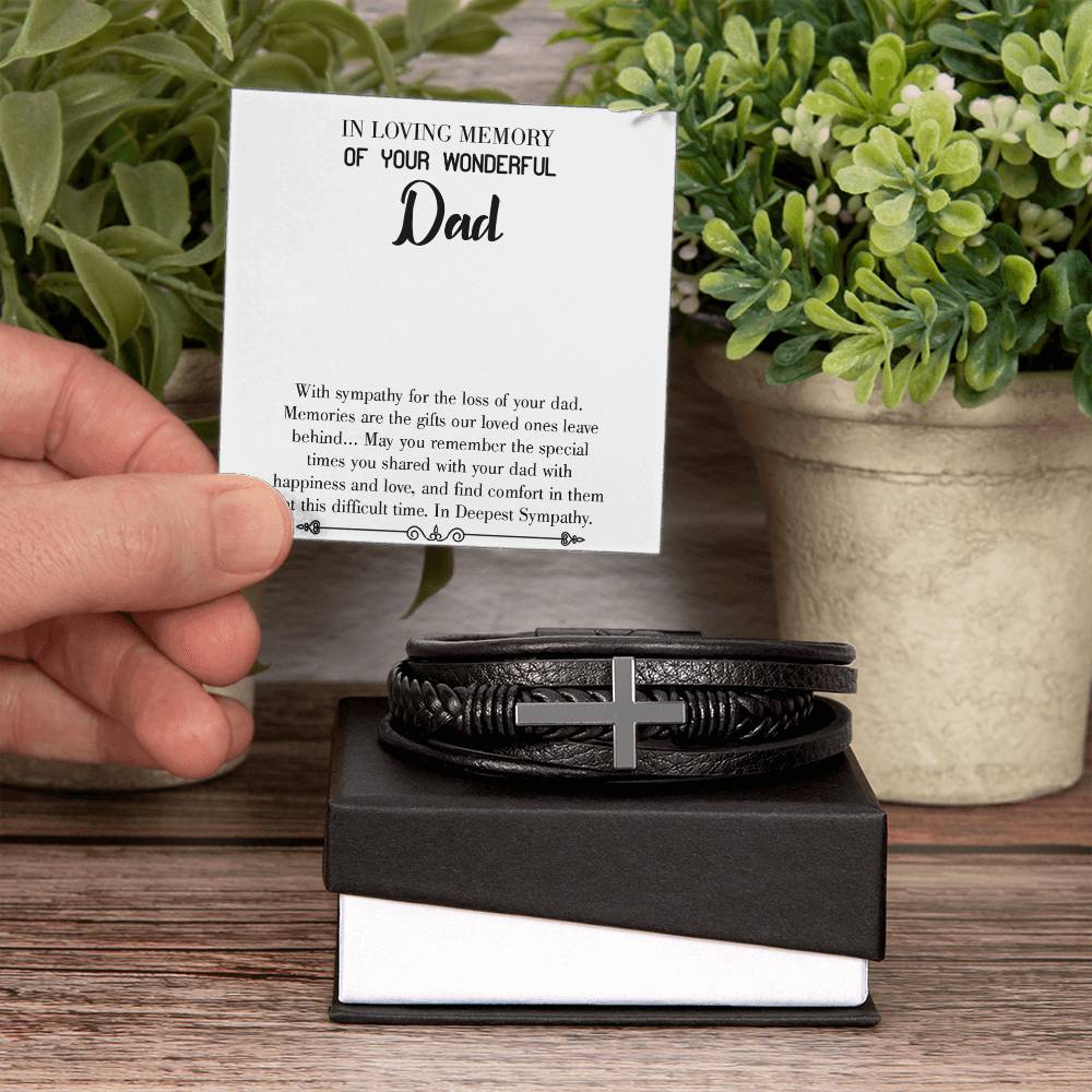 Memories are Gifts Men's Cross Bracelet - Vegan Leather with Stainless Steel-Express Your Love Gifts