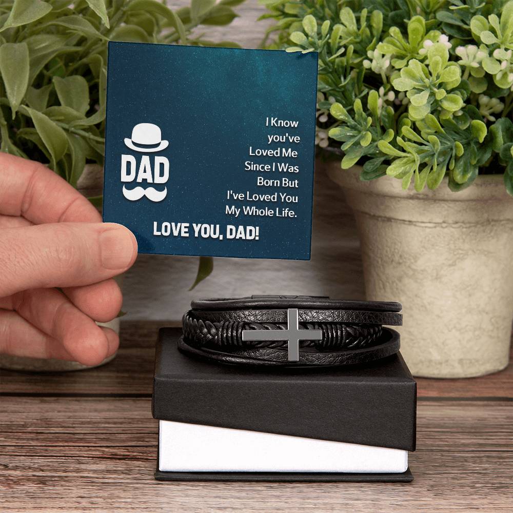 Dad I Know Men's Cross Bracelet - Vegan Leather with Stainless Steel-Express Your Love Gifts