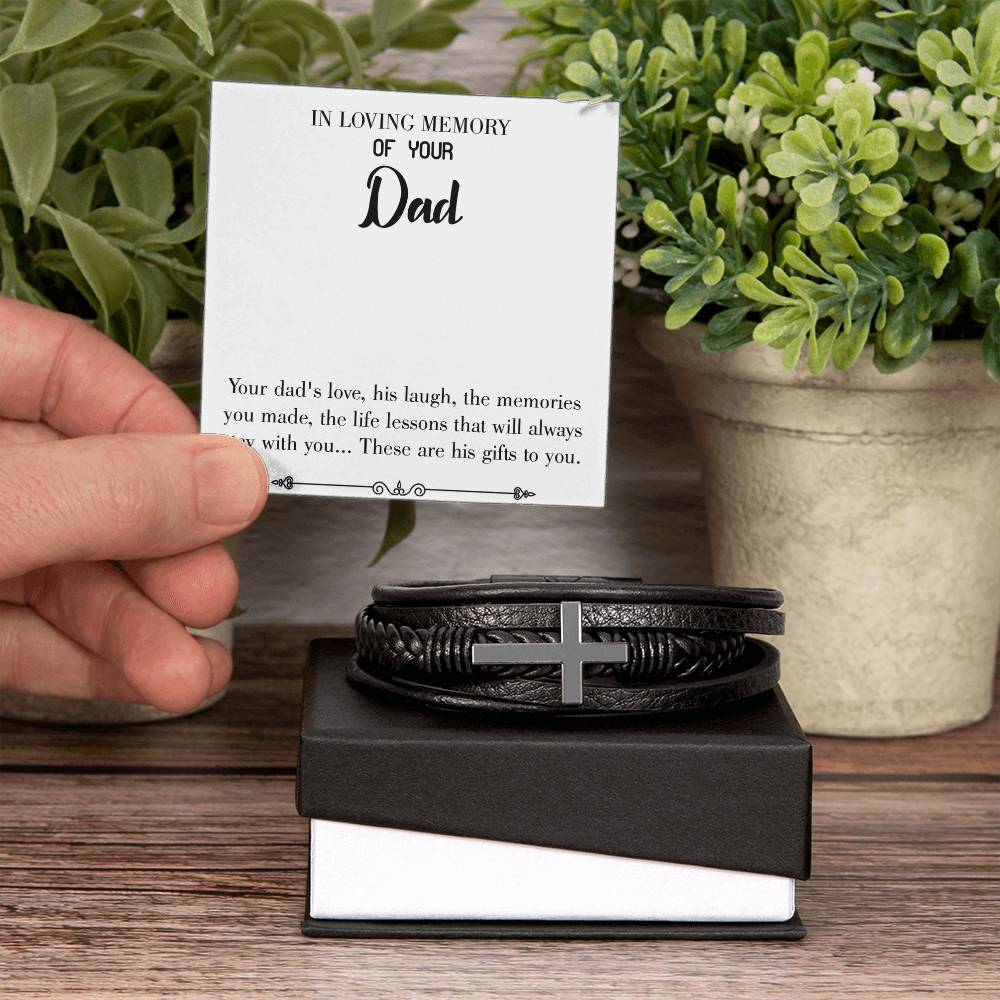 Life's Lesson Men's Cross Bracelet - Vegan Leather with Stainless Steel-Express Your Love Gifts