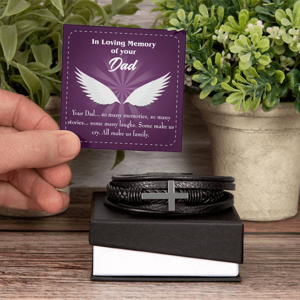 Your Dad Men's Cross Bracelet - Vegan Leather with Stainless Steel-Express Your Love Gifts