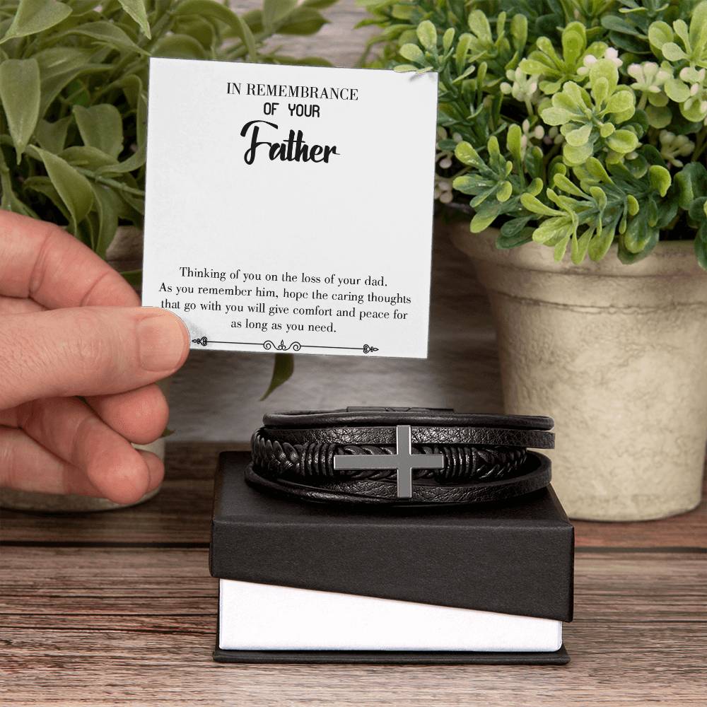 Comfort and Peace Men's Cross Bracelet - Vegan Leather with Stainless Steel-Express Your Love Gifts