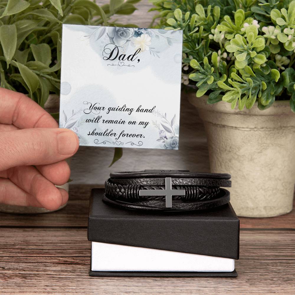 Your Guiding Hand Men's Cross Bracelet - Vegan Leather with Stainless Steel-Express Your Love Gifts