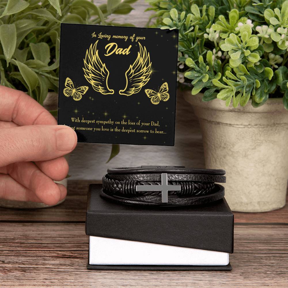 Losing Someone Men's Cross Bracelet - Vegan Leather with Stainless Steel-Express Your Love Gifts