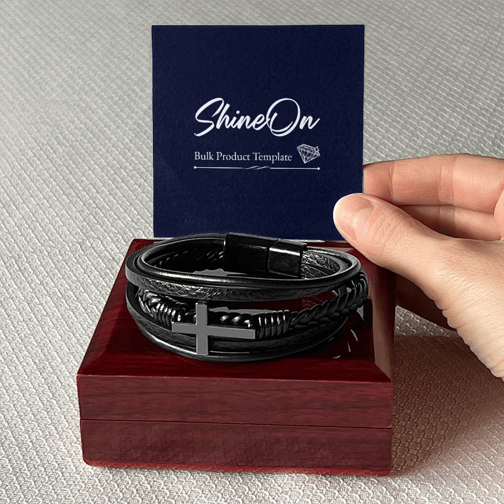 Men's Cross Bracelet - Vegan Leather with Stainless Steel-Express Your Love Gifts