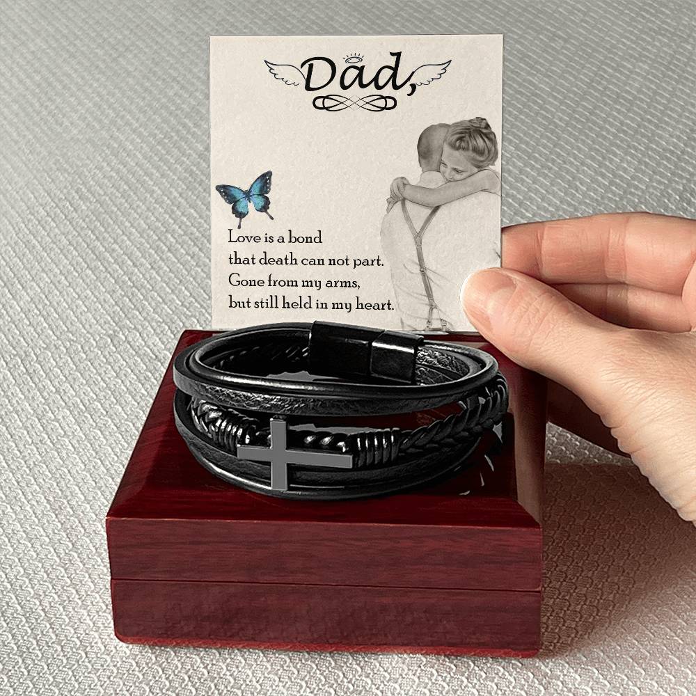 Love is Bond Men's Cross Bracelet - Vegan Leather with Stainless Steel-Express Your Love Gifts
