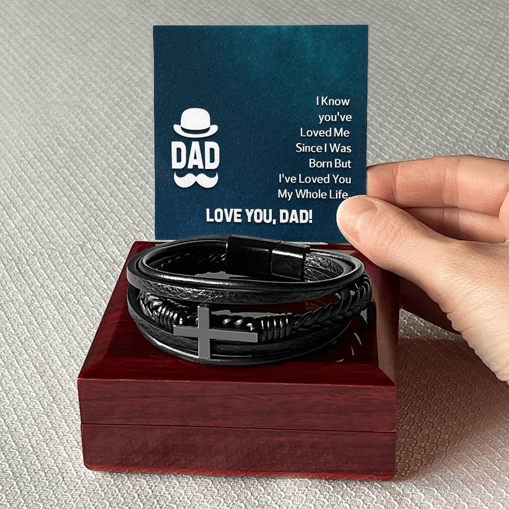 Dad I Know Men's Cross Bracelet - Vegan Leather with Stainless Steel-Express Your Love Gifts