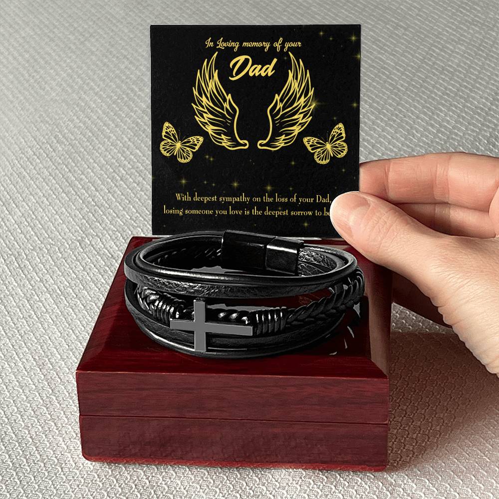 Losing Someone Men's Cross Bracelet - Vegan Leather with Stainless Steel-Express Your Love Gifts