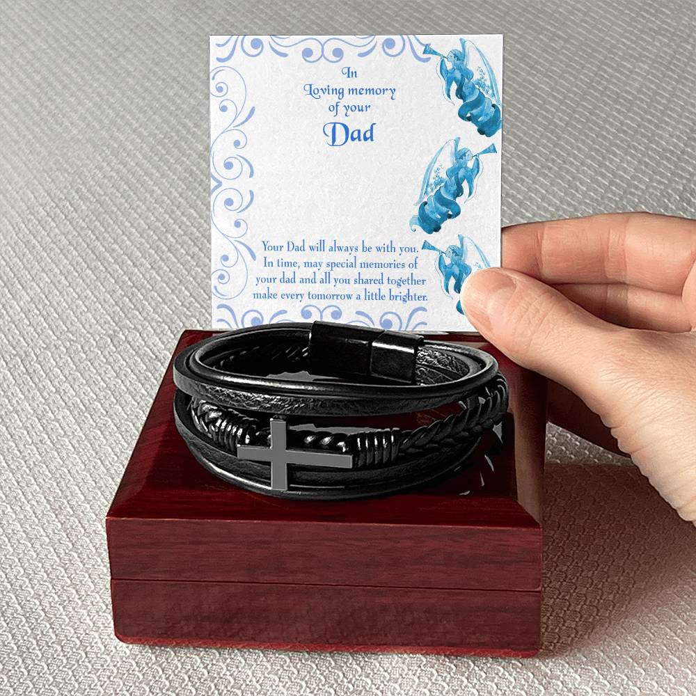 Tomorrow a Little Brighter Men's Cross Bracelet - Vegan Leather with Stainless Steel-Express Your Love Gifts