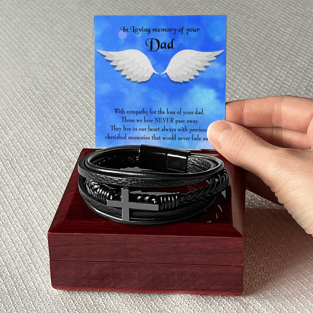 Cherished Memories Men's Cross Bracelet - Vegan Leather with Stainless Steel-Express Your Love Gifts