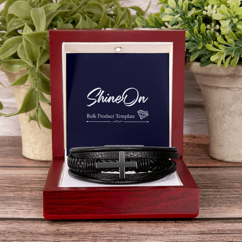 Men's Cross Bracelet - Vegan Leather with Stainless Steel-Express Your Love Gifts