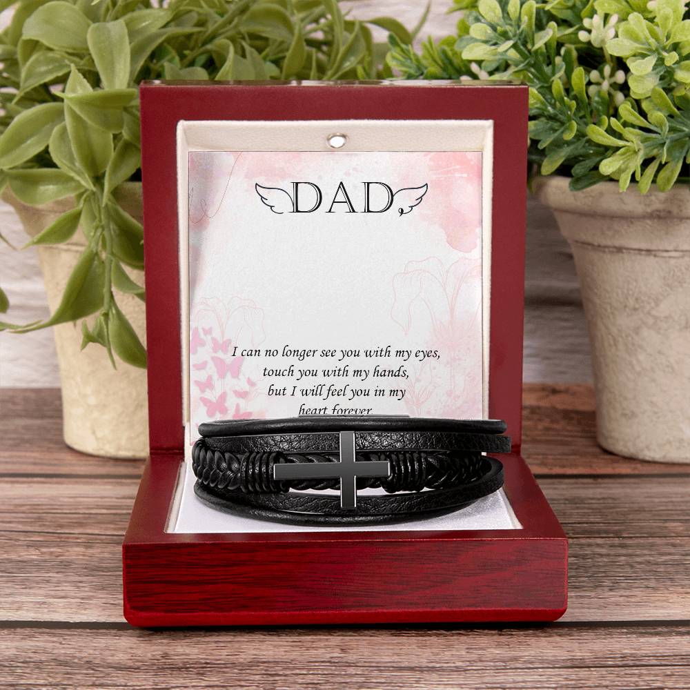 I Can No Longer Men's Cross Bracelet - Vegan Leather with Stainless Steel-Express Your Love Gifts