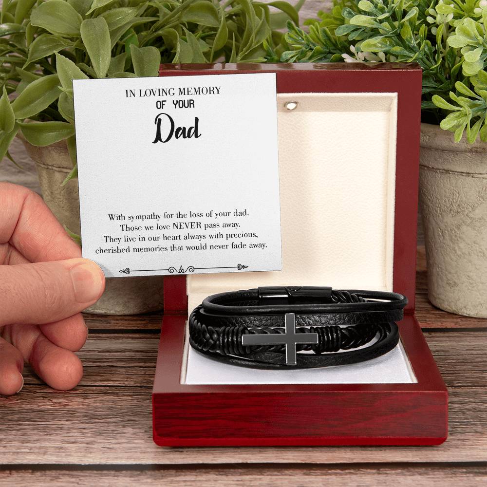 Never Fade Away Men's Cross Bracelet - Vegan Leather with Stainless Steel-Express Your Love Gifts