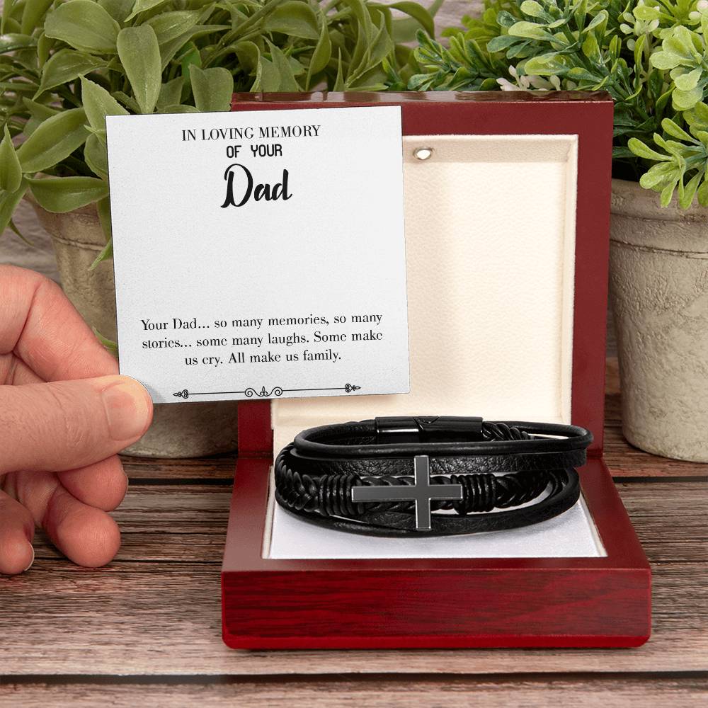 Many Stories Men's Cross Bracelet - Vegan Leather with Stainless Steel-Express Your Love Gifts