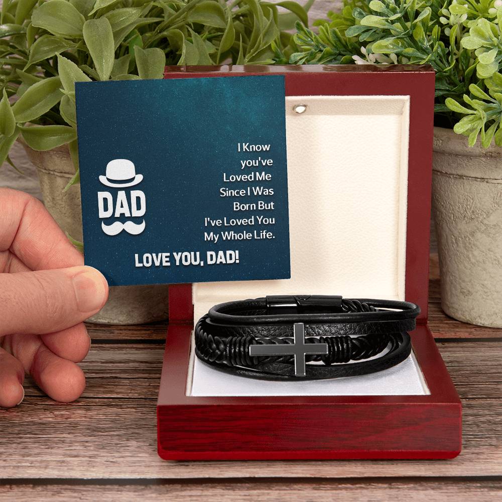 Dad I Know Men's Cross Bracelet - Vegan Leather with Stainless Steel-Express Your Love Gifts