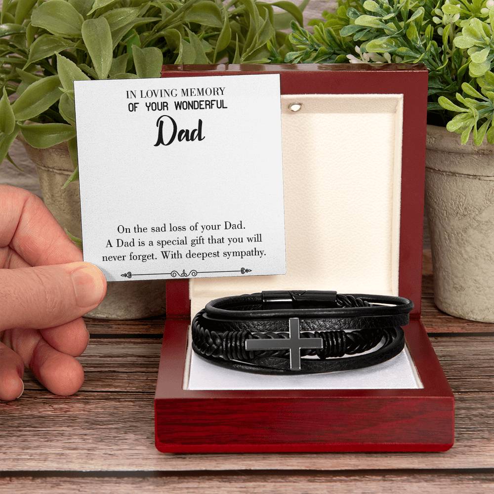 Special Gift Men's Cross Bracelet - Vegan Leather with Stainless Steel-Express Your Love Gifts