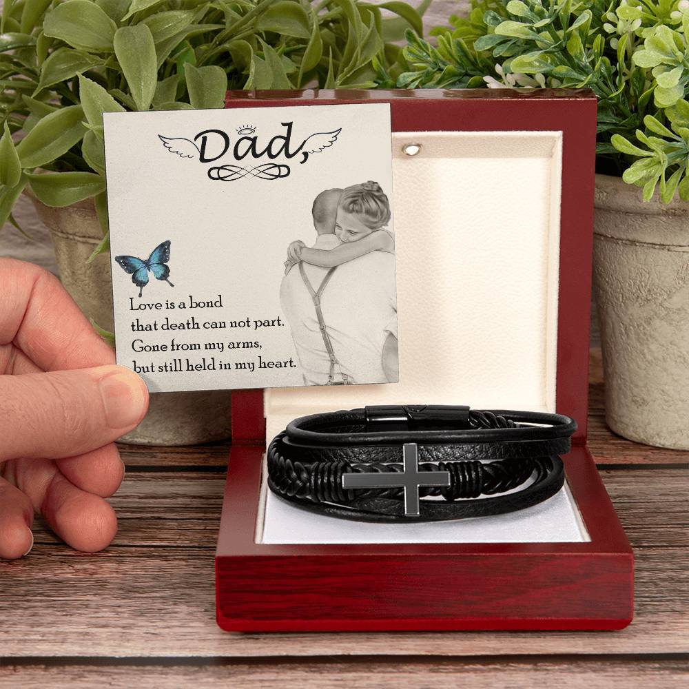 Love is Bond Men's Cross Bracelet - Vegan Leather with Stainless Steel-Express Your Love Gifts