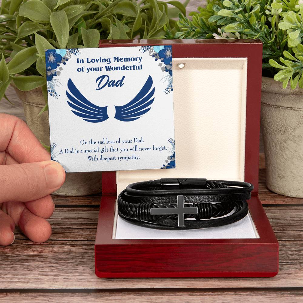 Dad is a Special Gift Men's Cross Bracelet - Vegan Leather with Stainless Steel-Express Your Love Gifts
