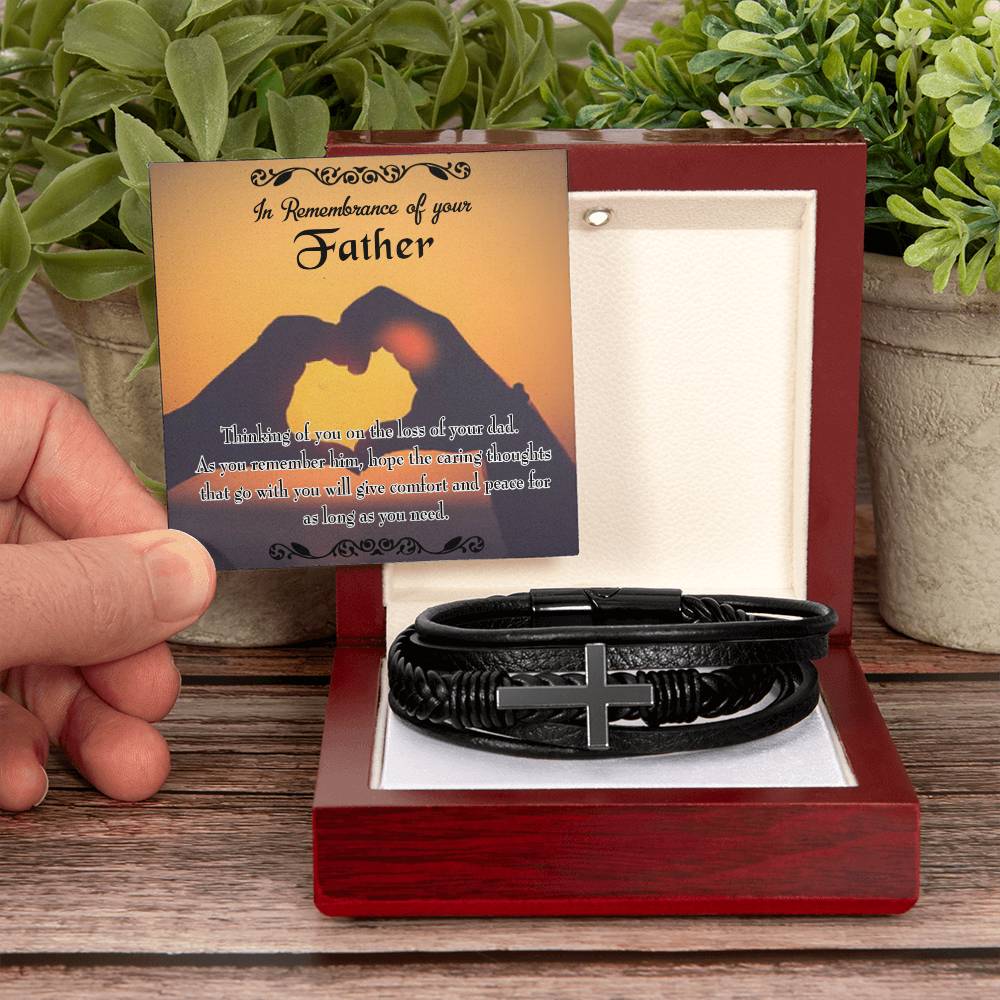 Thinking of You Men's Cross Bracelet - Vegan Leather with Stainless Steel-Express Your Love Gifts