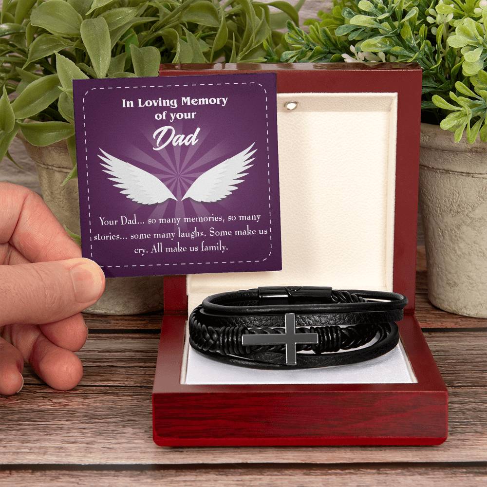 Your Dad Men's Cross Bracelet - Vegan Leather with Stainless Steel-Express Your Love Gifts