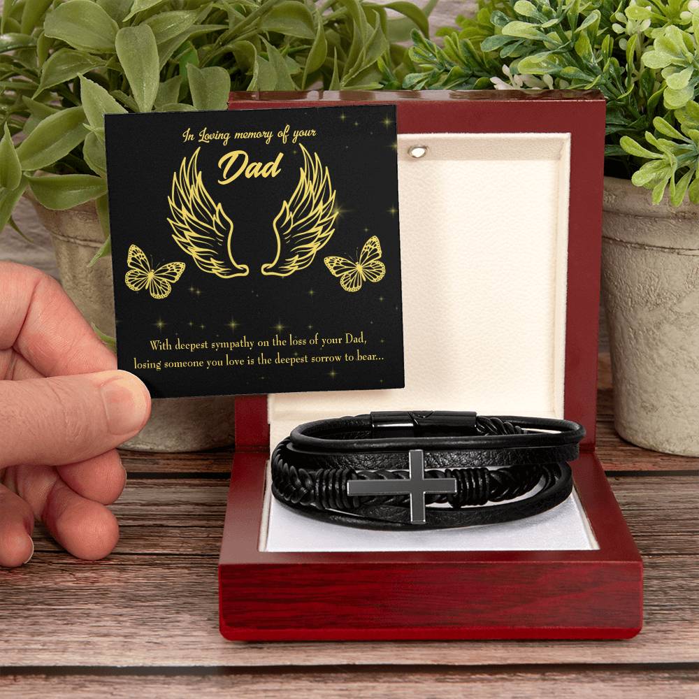Losing Someone Men's Cross Bracelet - Vegan Leather with Stainless Steel-Express Your Love Gifts