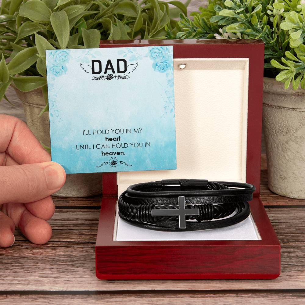 I"ll Hold You Men's Cross Bracelet - Vegan Leather with Stainless Steel-Express Your Love Gifts