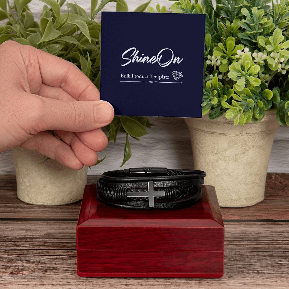 Men's Cross Bracelet - Vegan Leather with Stainless Steel-Express Your Love Gifts