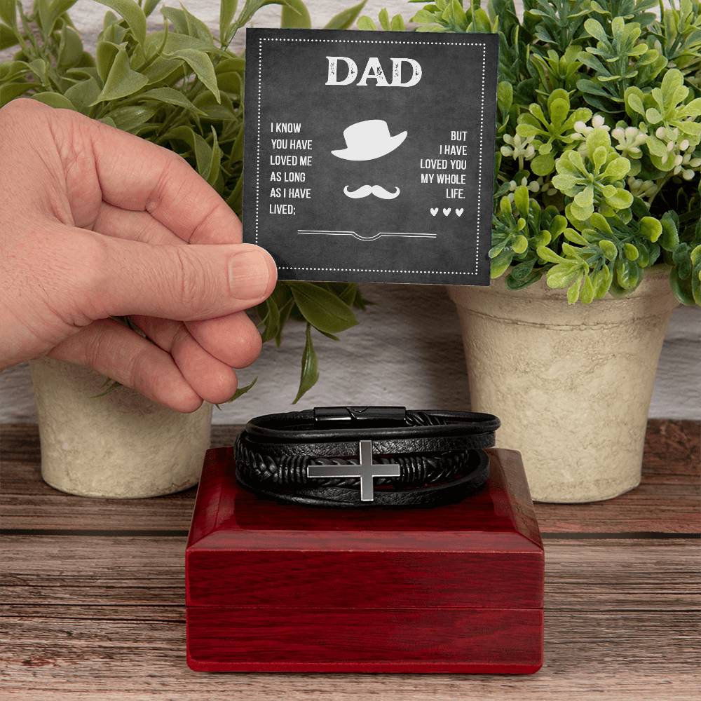 Dad I Know You Have Loved Me Men's Cross Bracelet - Vegan Leather with Stainless Steel-Express Your Love Gifts