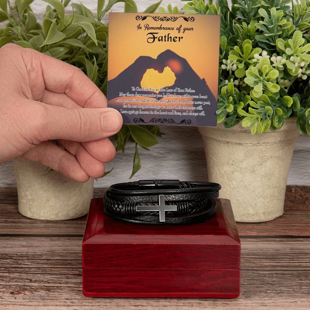 To Comfort You Men's Cross Bracelet - Vegan Leather with Stainless Steel-Express Your Love Gifts