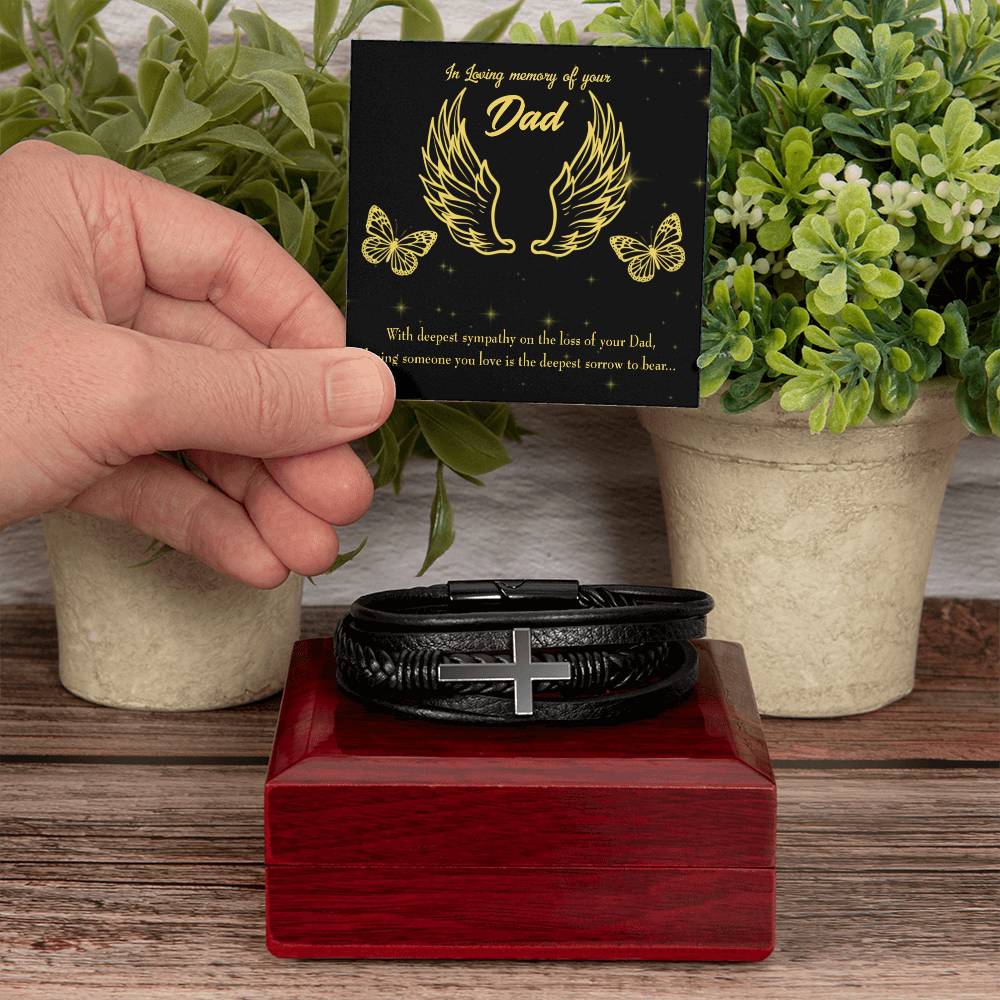 Losing Someone Men's Cross Bracelet - Vegan Leather with Stainless Steel-Express Your Love Gifts