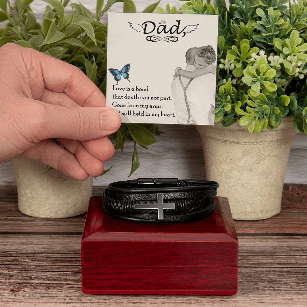 Love is Bond Men's Cross Bracelet - Vegan Leather with Stainless Steel-Express Your Love Gifts
