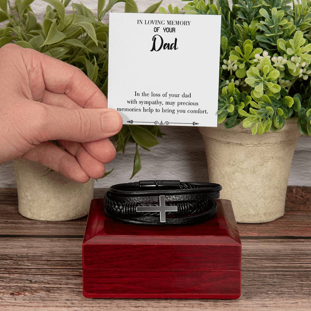 Comfort Men's Cross Bracelet - Vegan Leather with Stainless Steel-Express Your Love Gifts