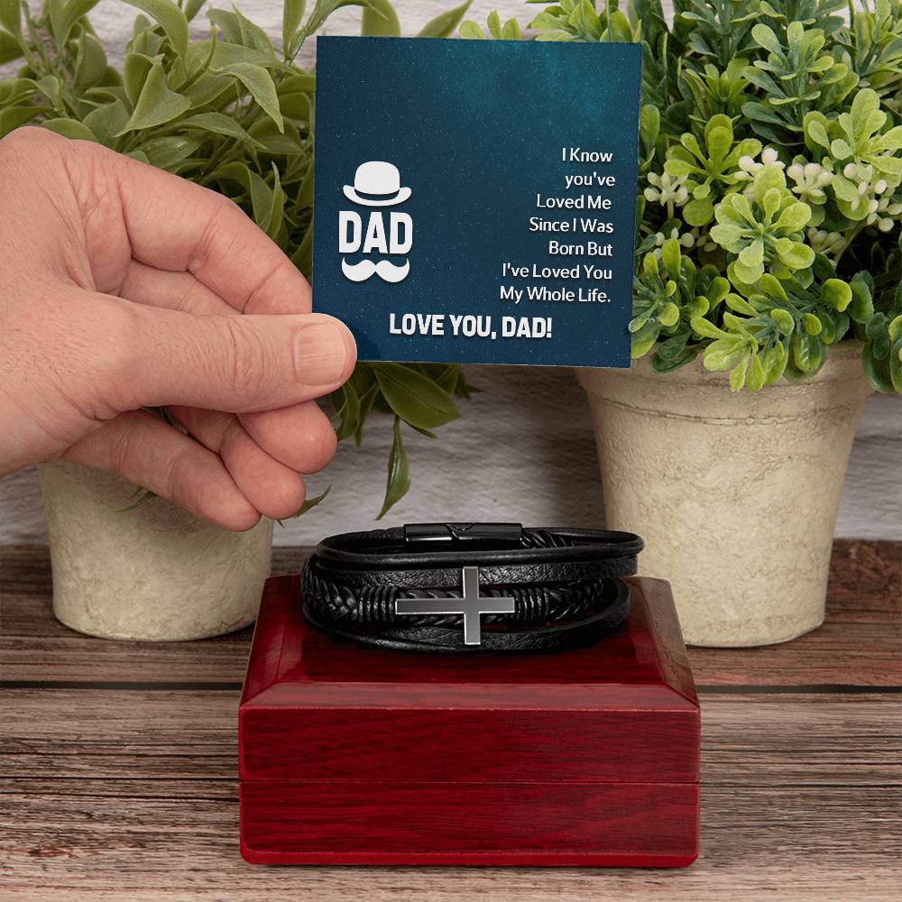 Dad I Know Men's Cross Bracelet - Vegan Leather with Stainless Steel-Express Your Love Gifts