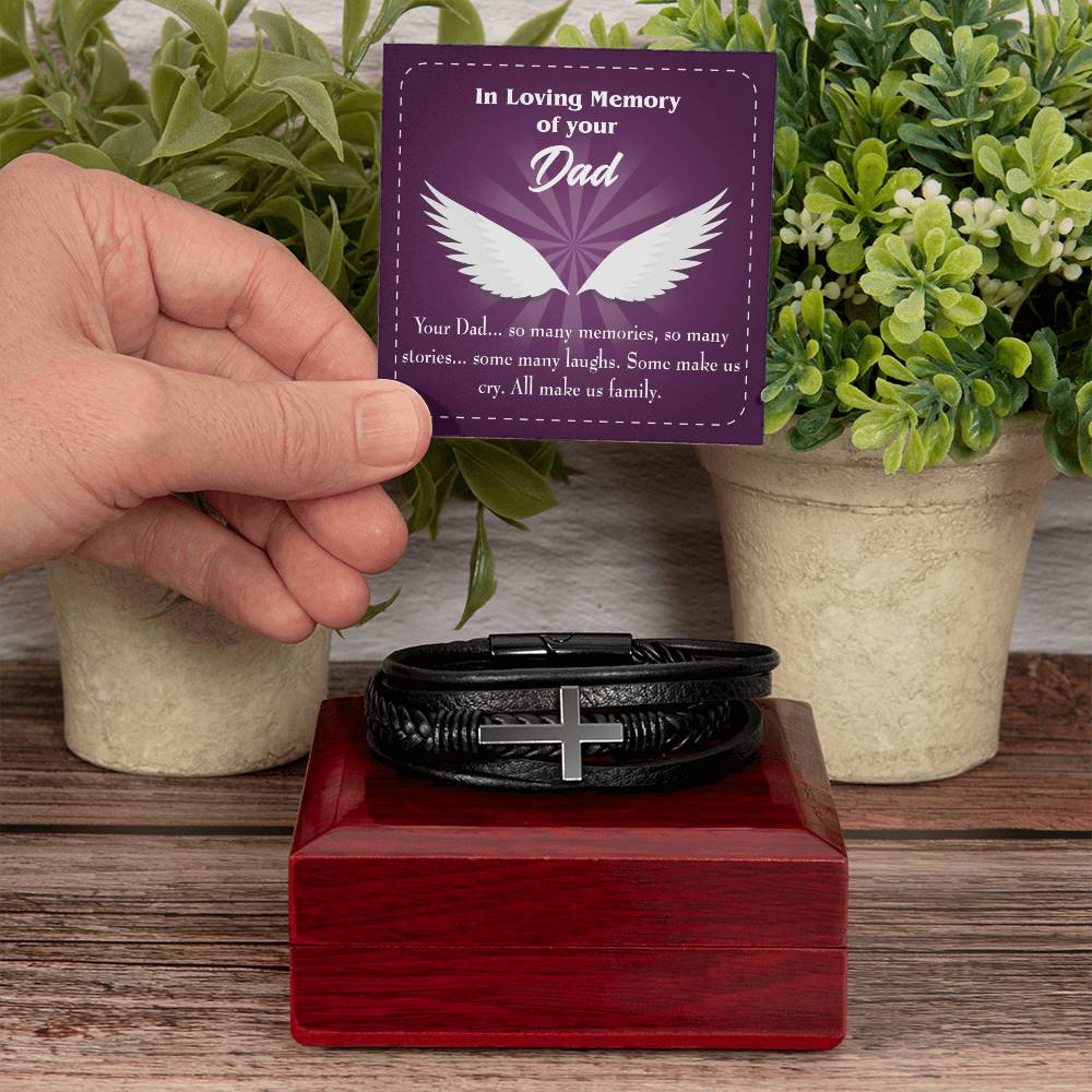 Your Dad Men's Cross Bracelet - Vegan Leather with Stainless Steel-Express Your Love Gifts