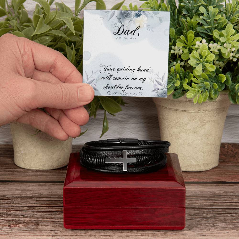 Your Guiding Hand Men's Cross Bracelet - Vegan Leather with Stainless Steel-Express Your Love Gifts
