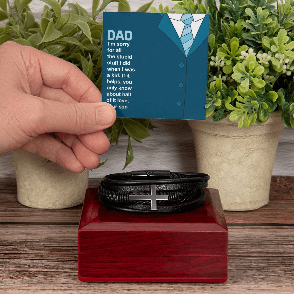 You Only Know Men's Cross Bracelet - Vegan Leather with Stainless Steel-Express Your Love Gifts