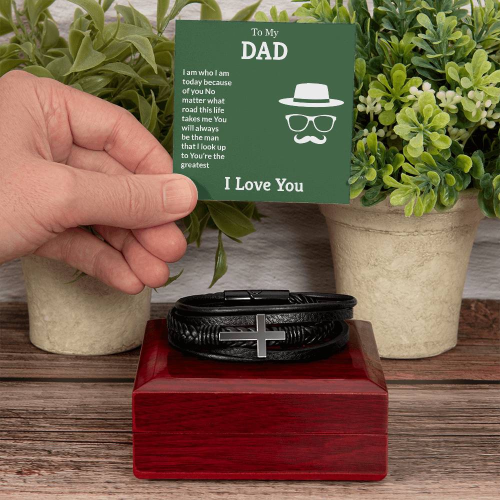 To My You're the Greatest Men's Cross Bracelet - Vegan Leather with Stainless Steel-Express Your Love Gifts