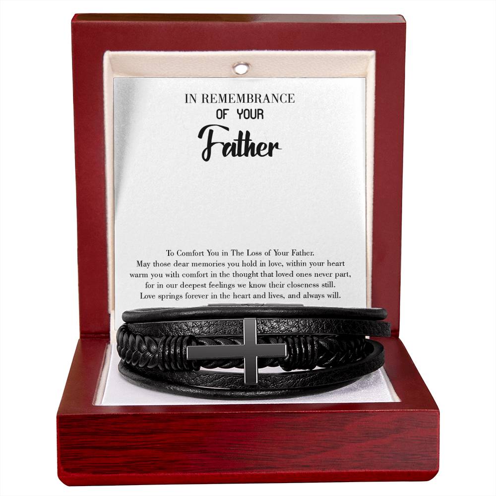 Love Springs Forever Men's Cross Bracelet - Vegan Leather with Stainless Steel-Express Your Love Gifts