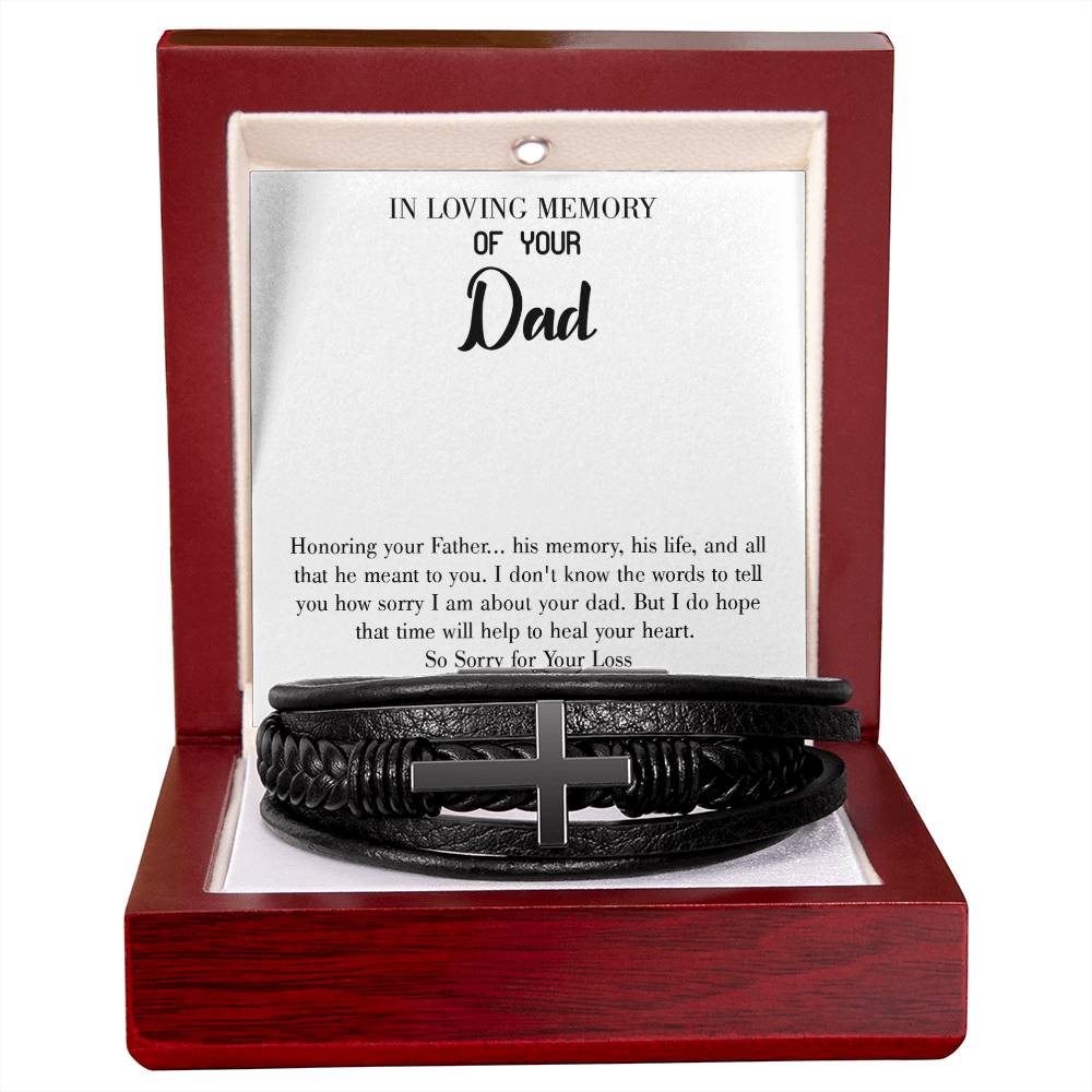 Honoring Your Father Men's Cross Bracelet - Vegan Leather with Stainless Steel-Express Your Love Gifts