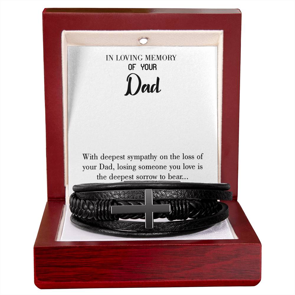 Losing Someone You Love Men's Cross Bracelet - Vegan Leather with Stainless Steel-Express Your Love Gifts